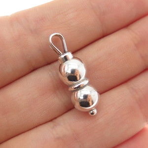 925 Sterling Silver Vintage Baby Beaded Rattle Minimalist 3D Charm Pendant